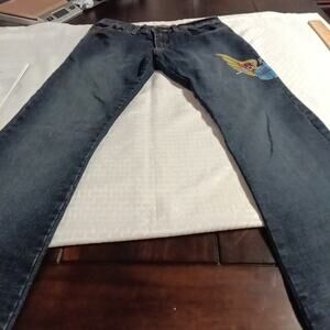 Lady Enyce Jeans Wide Leg Y2K 90s Hip Hop Streetwear Size 7 Women's Blue Denim